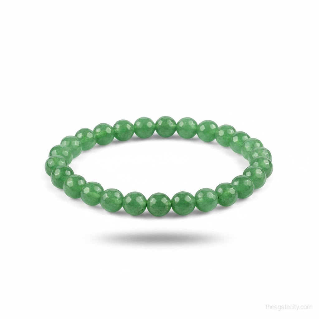 Natural Green Jade Faceted Beads Size 8 Mm Bracelet - 1