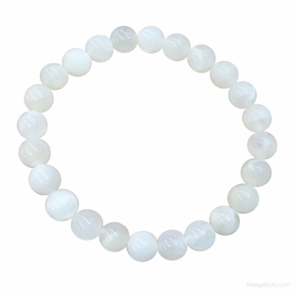 Natural White Moonstone Beads Size 8 Mm Bracelet - 1