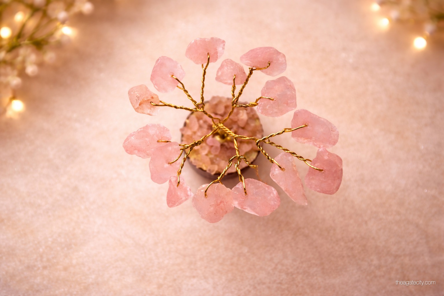 Rose Quartz Crystal Tree 15 Beads Small Tree  - 2
