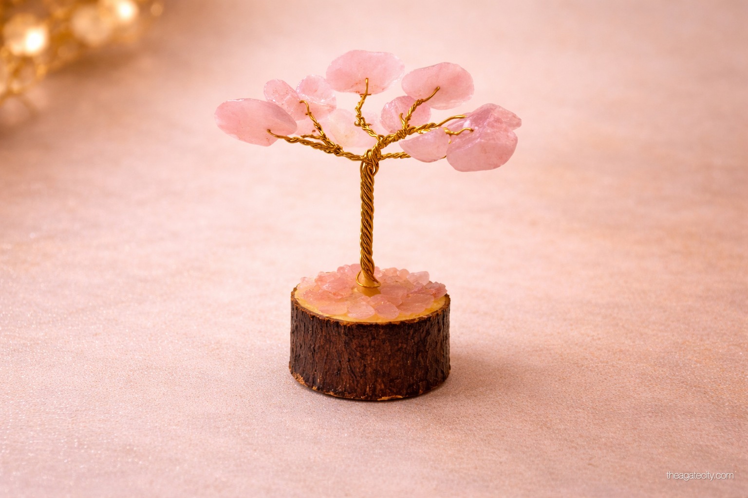 Rose Quartz Crystal Tree 15 Beads Small Tree  - 3