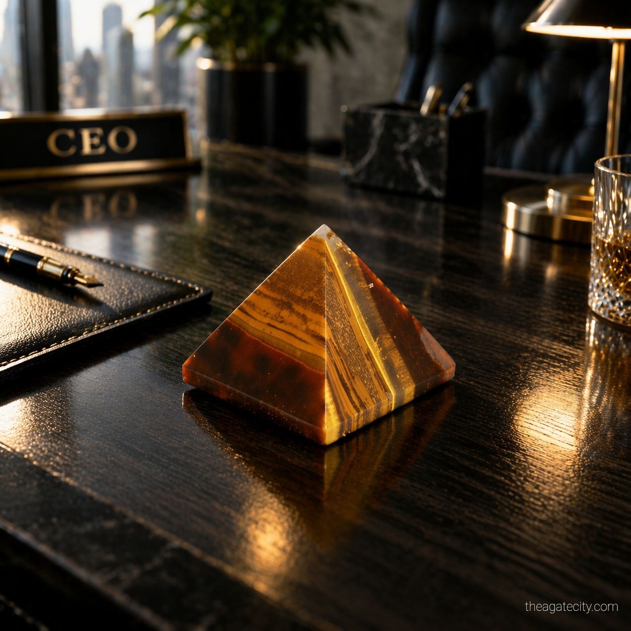 Tiger Eye Stone Pyramid, Crystal Stone  - 3
