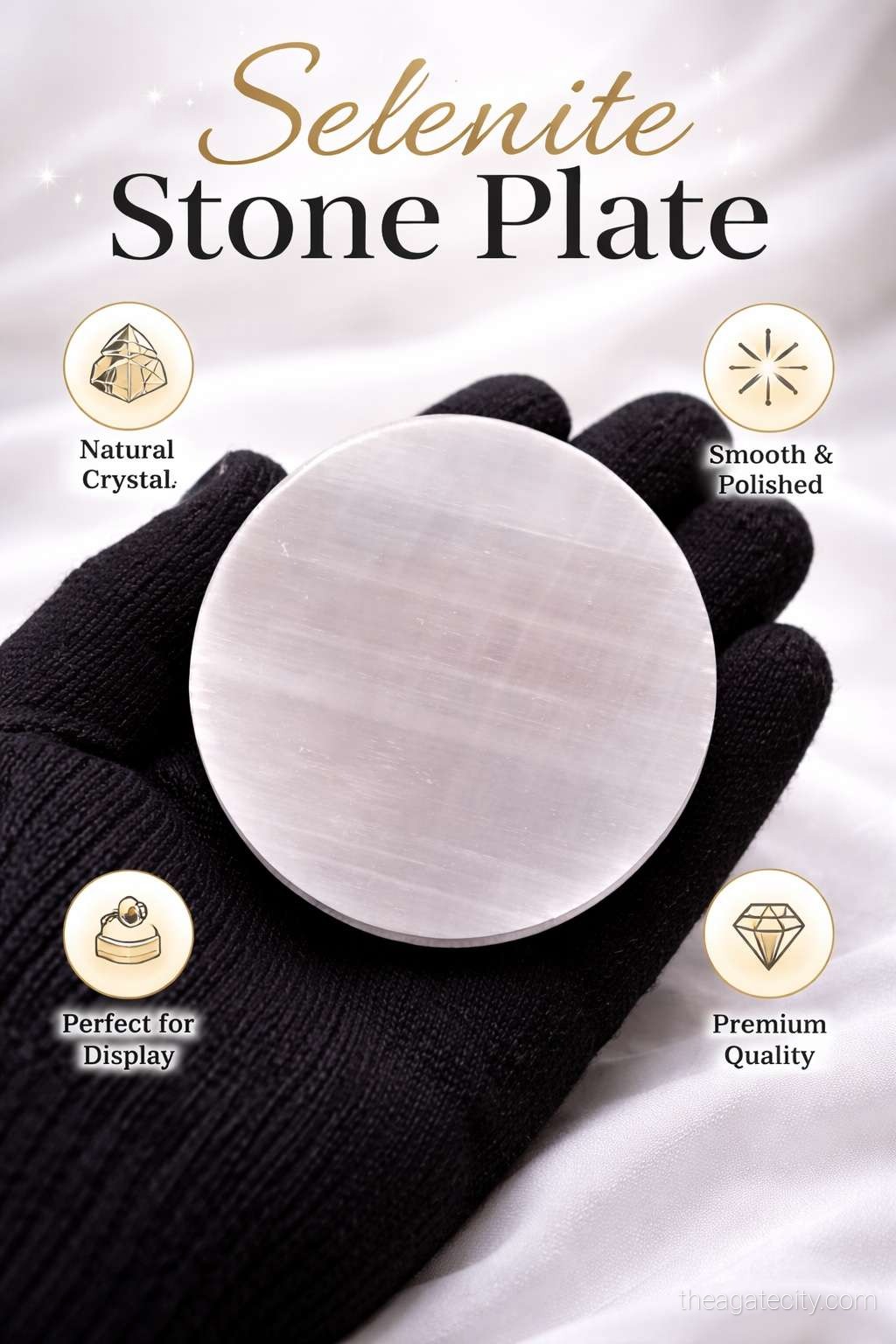 Selenite Plate White Round Plain Selenite Charging Plate  - 2