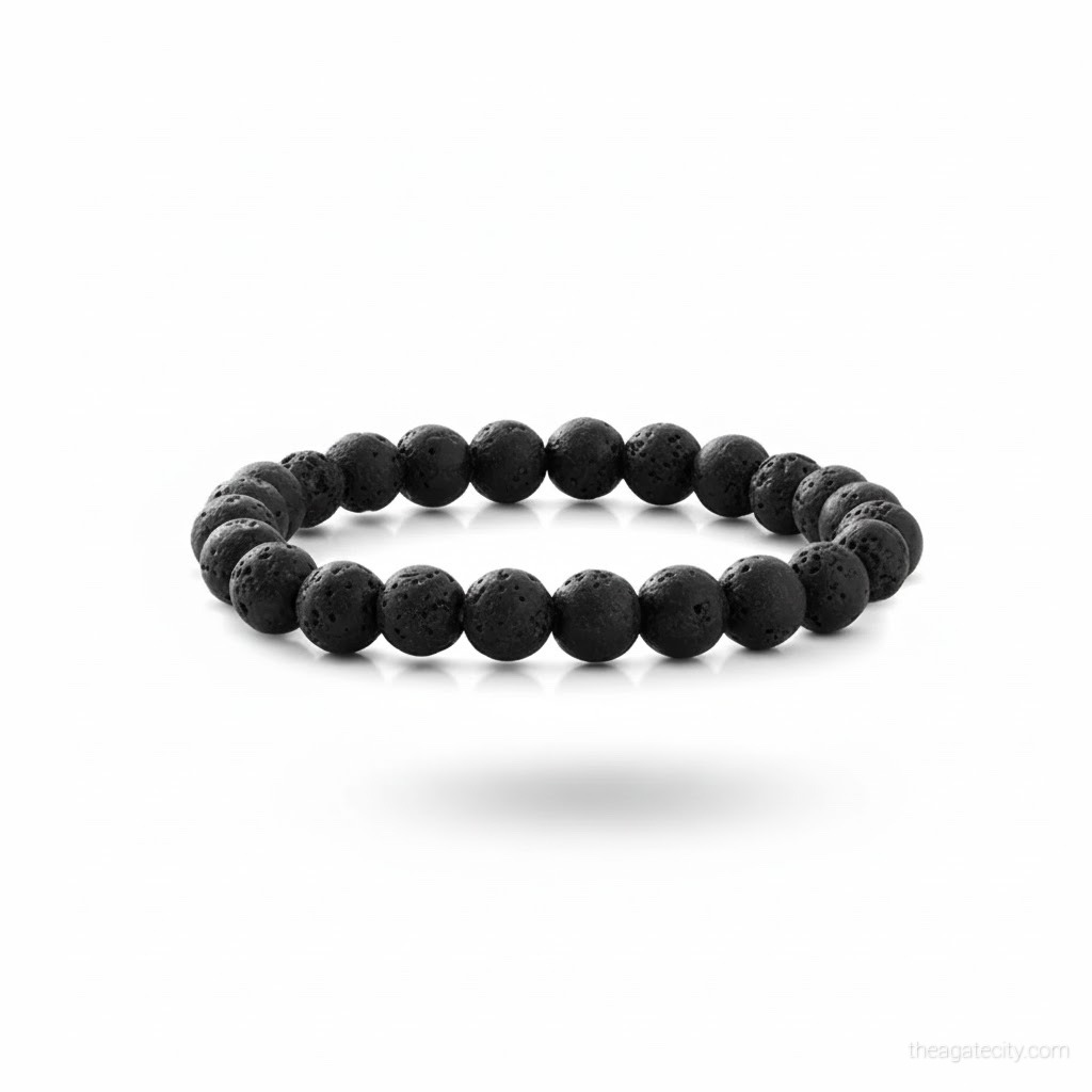 Natural Lava Stone Beads 8 Mm Size Bracelet - 1