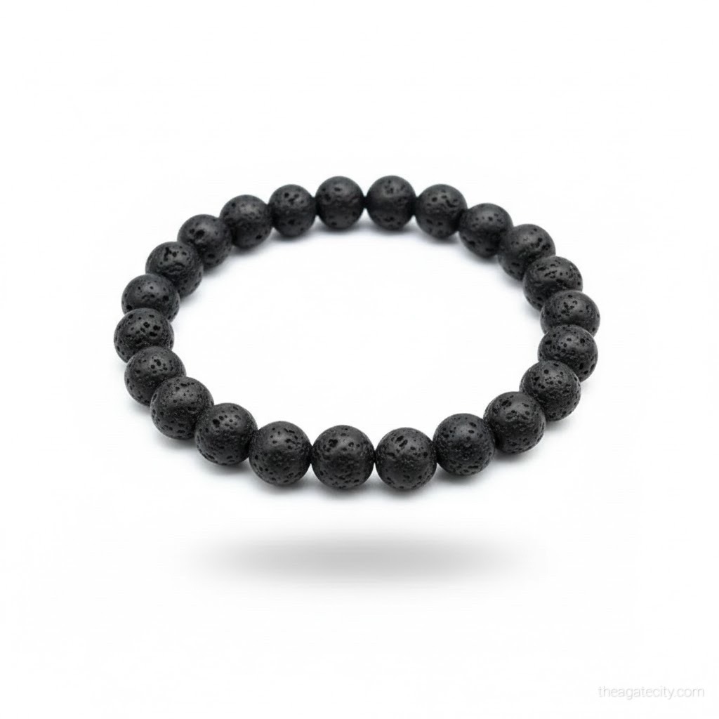 Natural Lava Stone Beads 8 Mm Size Bracelet - 2