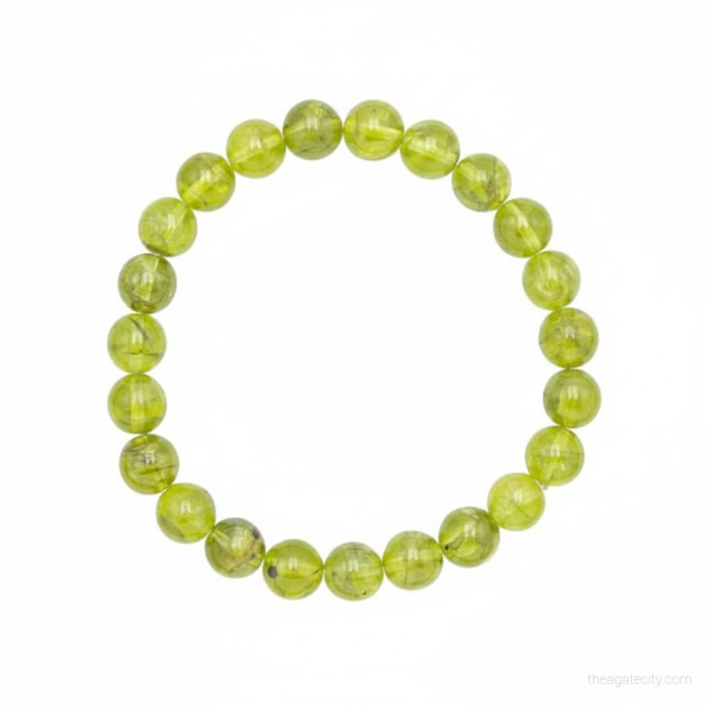 Peridot Stone Beads 8 Mm Size Bracelet - 1