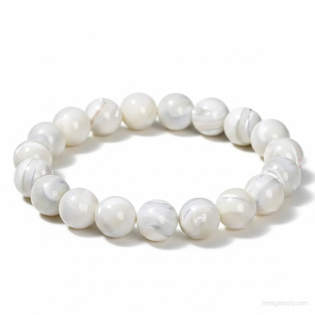 Mother of Pearl Beads Stretchable Bracelet 8MM Size - 1