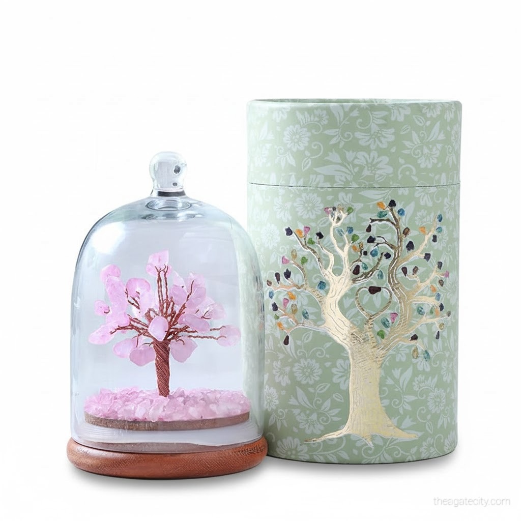 Natural Crystal Roses Stone Dome Tree  - 2