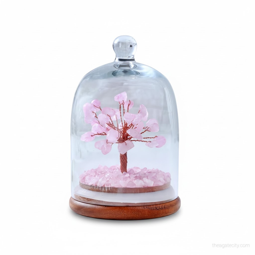Natural Crystal Roses Stone Dome Tree  - 3