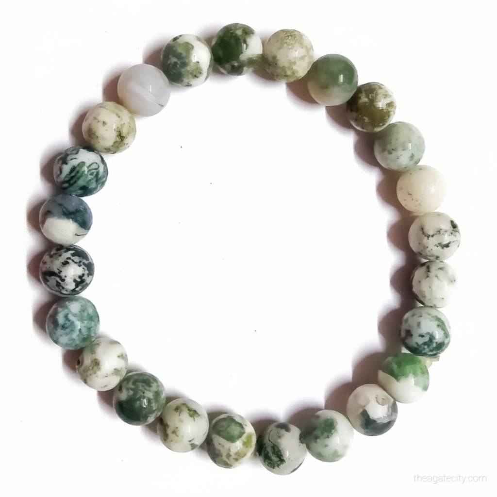 Natural Tree Agate Stone Beads 8 Mm Size Bracelet - 1