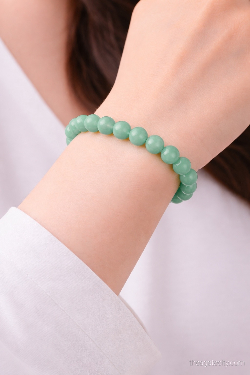 Natural Amazonite Beads Stretchable Bracelet - 1