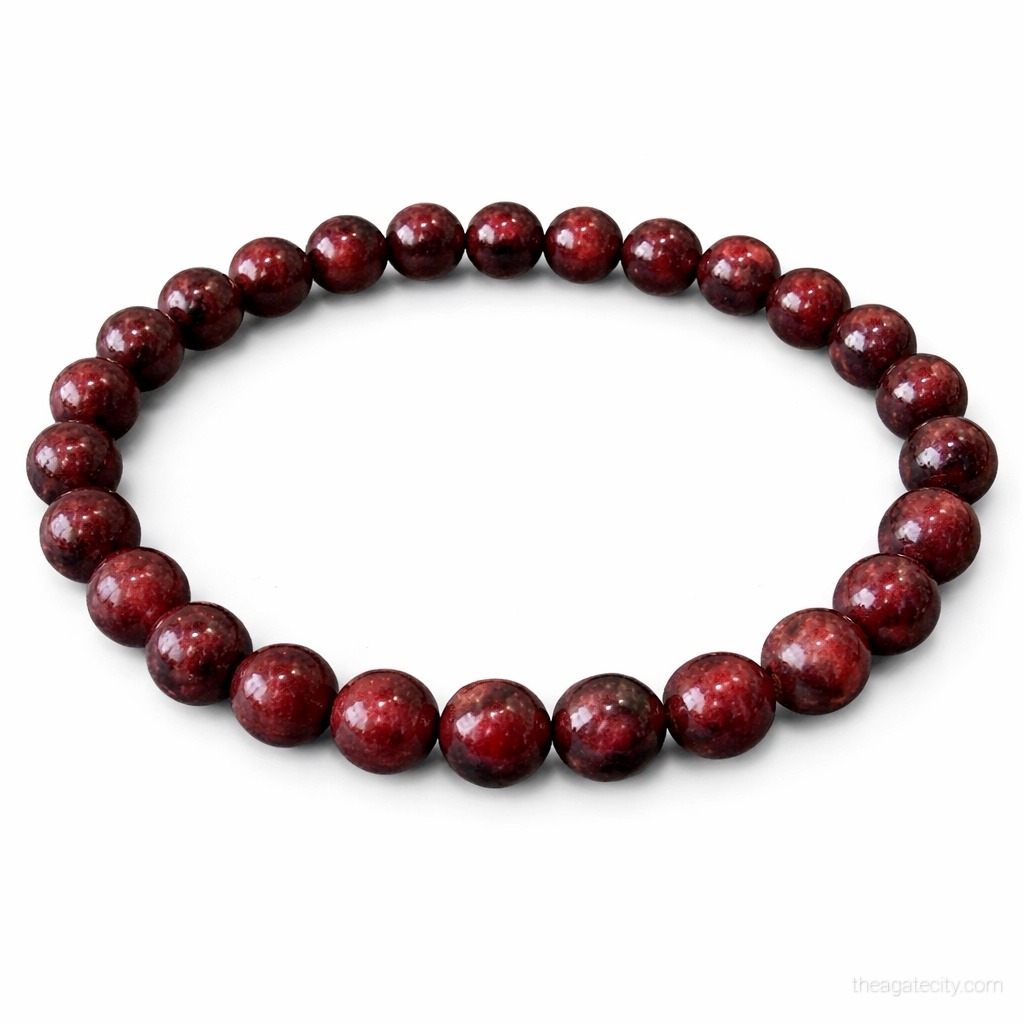 Natural Garnet Stone 8 Mm Size Bracelet - 1