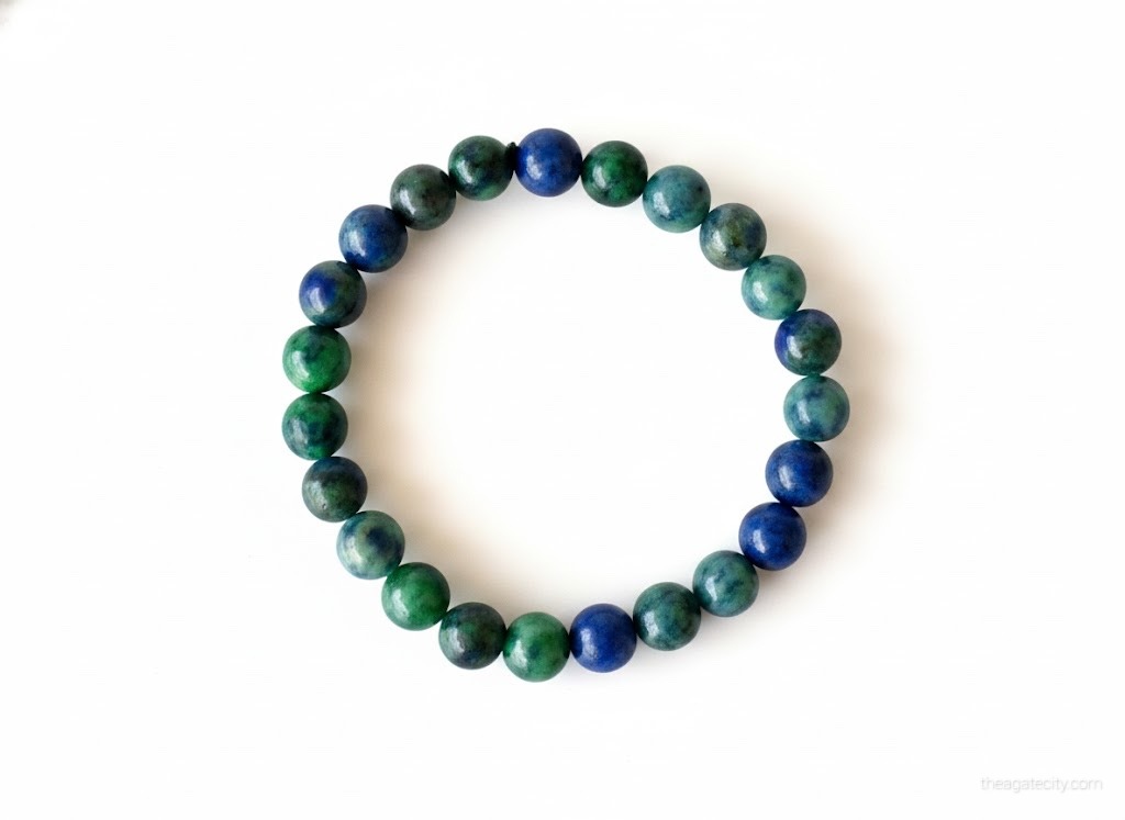 Natural Azurite Stone Beads 8Mm Size Bracelet - 1