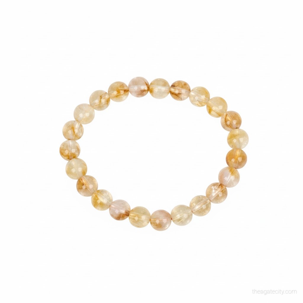 Natural Citrine Beads Stretchable Bracelet - 1