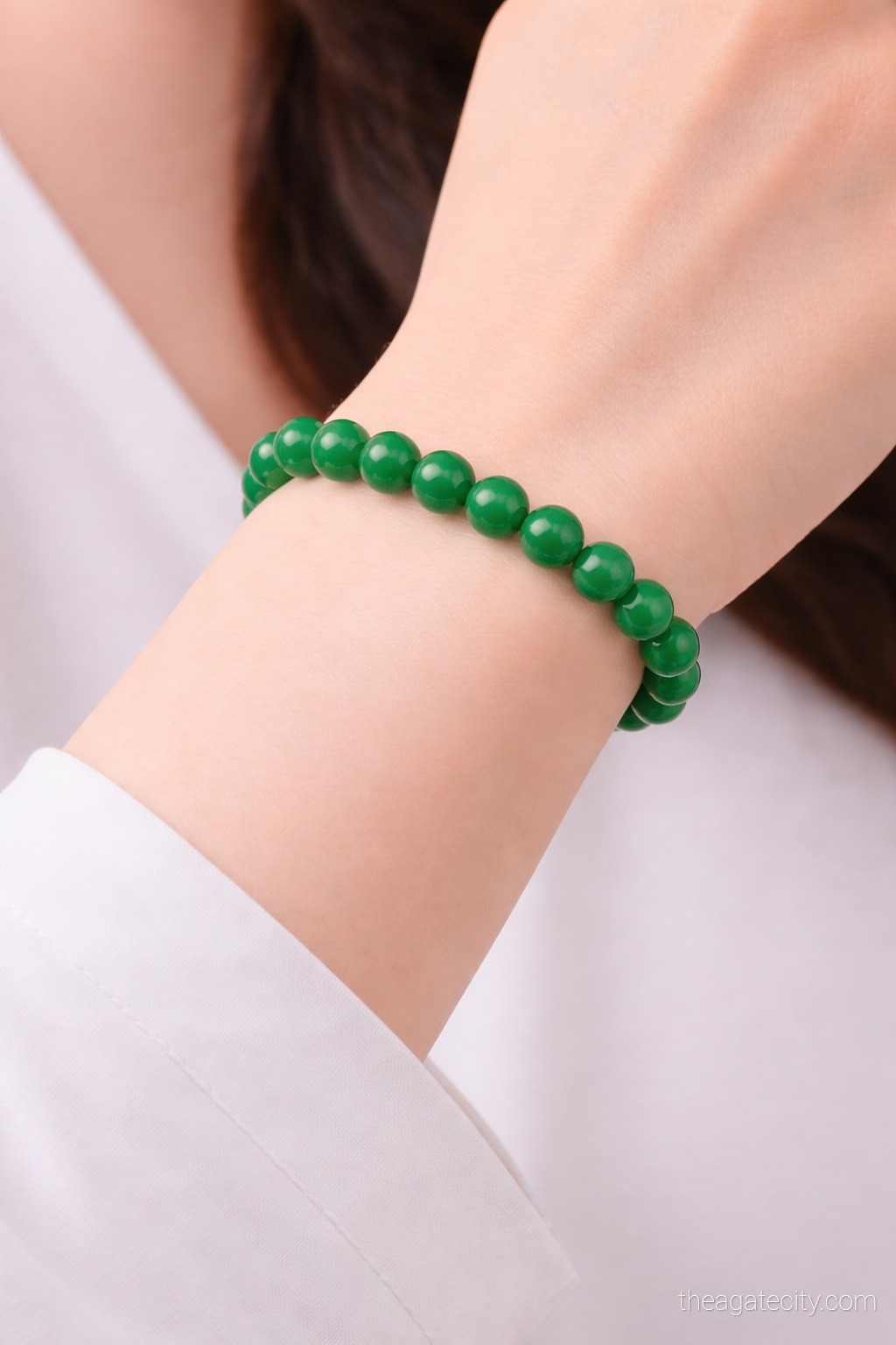 Natural Green Jade Beads Bracelet - 1