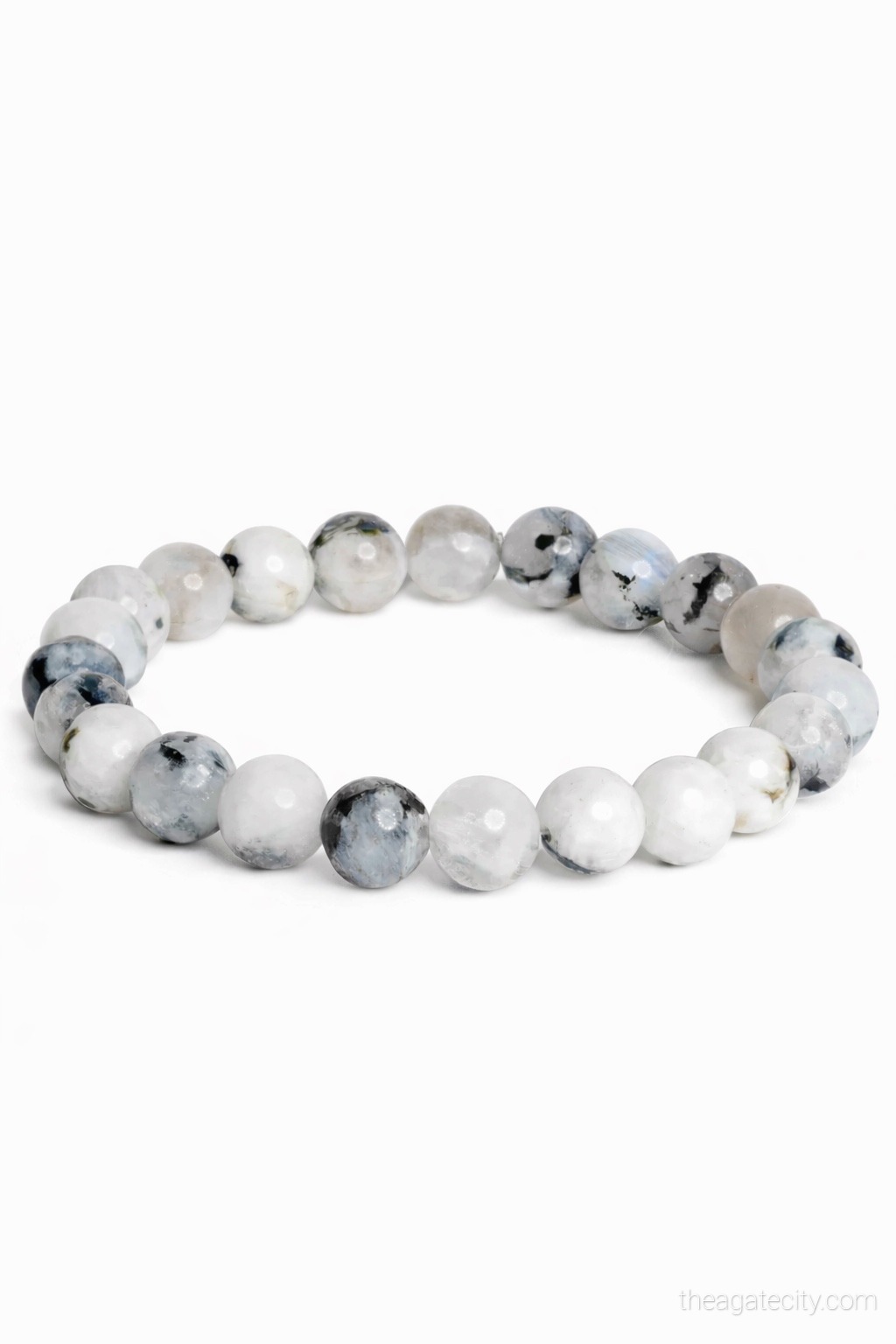 Natural White Rainbow Stone Beads 8 Mm Size Bracelet - 1