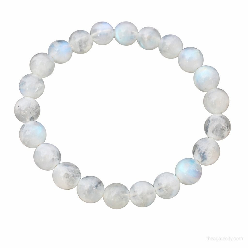 Natural White Rainbow Stone Beads 8 Mm Size Bracelet - 2