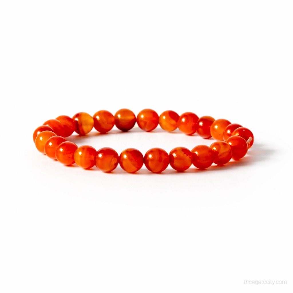Natural Red Carnelian Stone 8 Mm Size Bracelet - 2