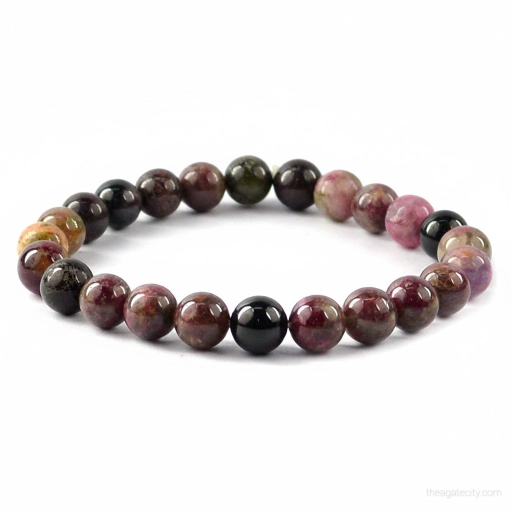 Natural Multi Tourmaline Stone 8 Mm Size Bracelet - 1