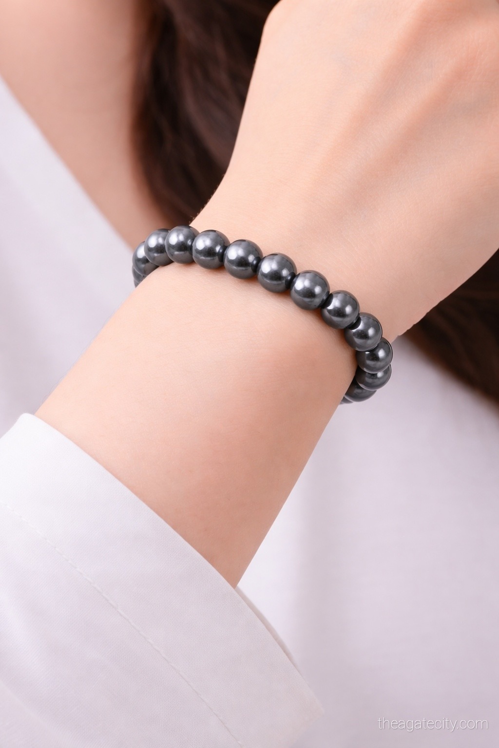 Hematite Beads Stretchable Bracelet 8 Mm - 1