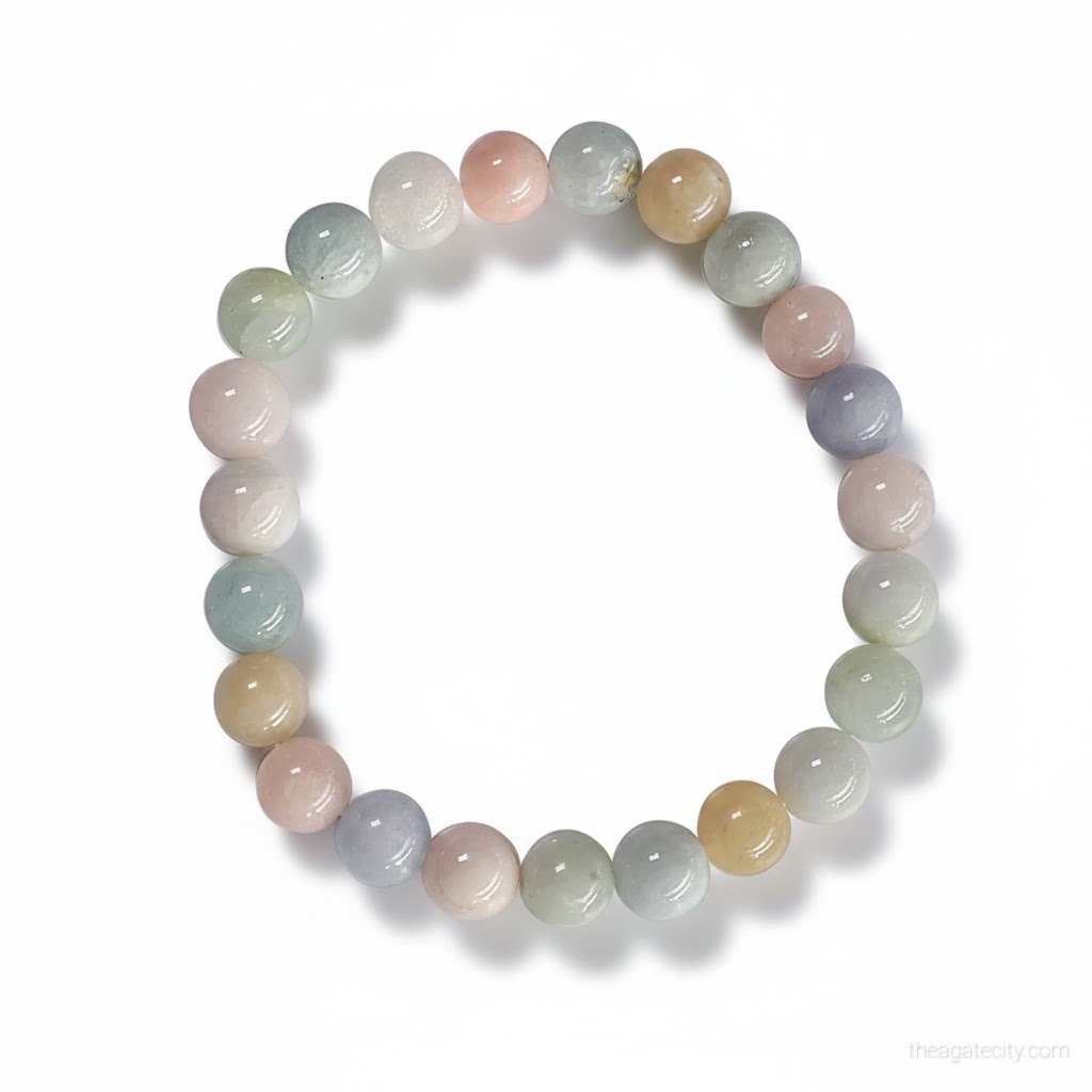 Natural Morganite Stone Bead 8 Mm Size Bracelet - 1