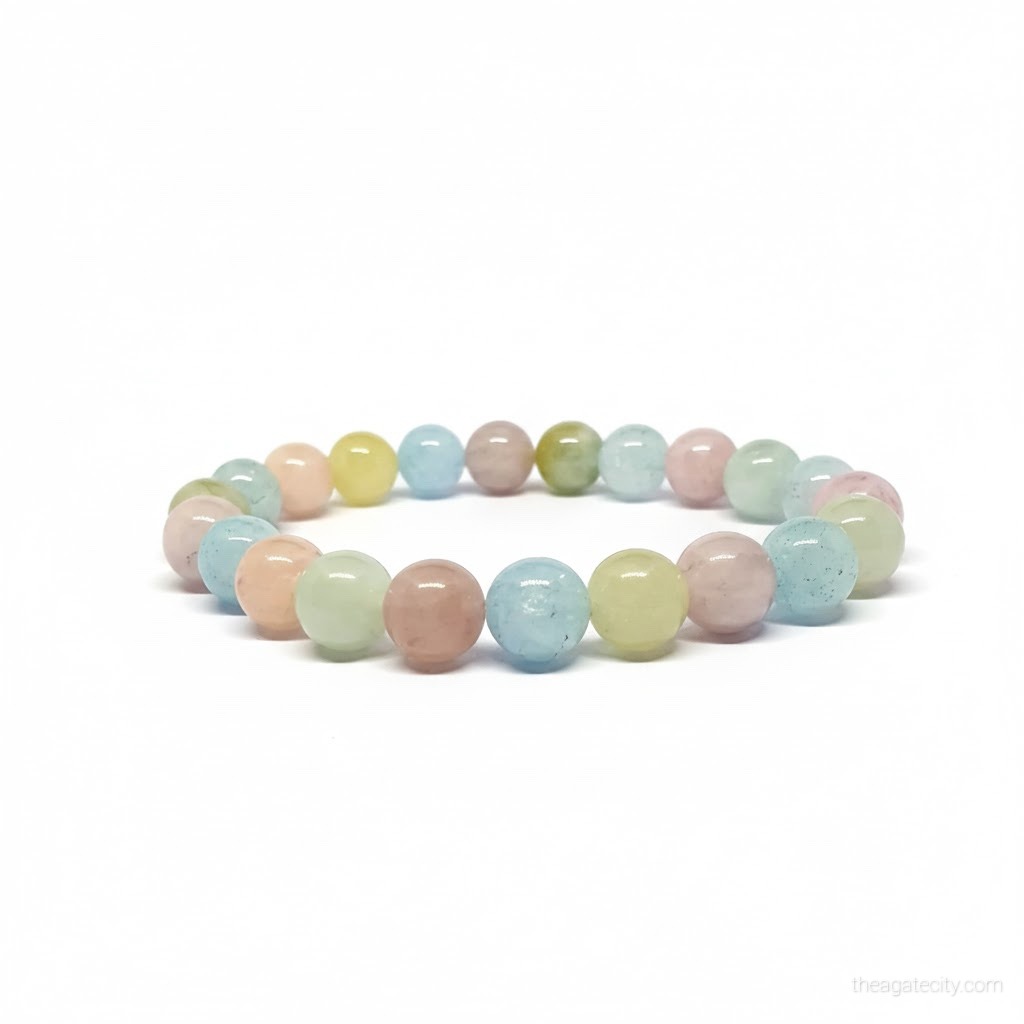 Natural Morganite Stone Bead 8 Mm Size Bracelet - 2