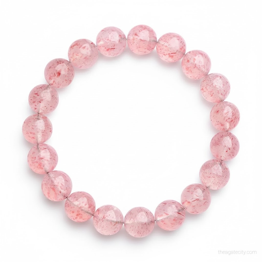 Natural strawberry Quartz Beads Stone 8 Mm Size Bracelet - 1