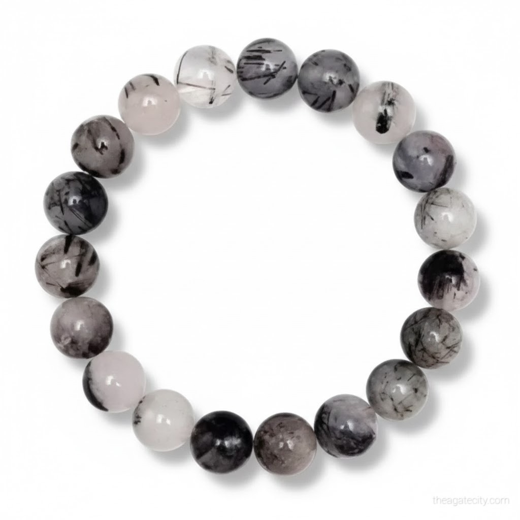 Natural Rutile Quartz Stone Beads 8 Mm Size Bracelet - 1
