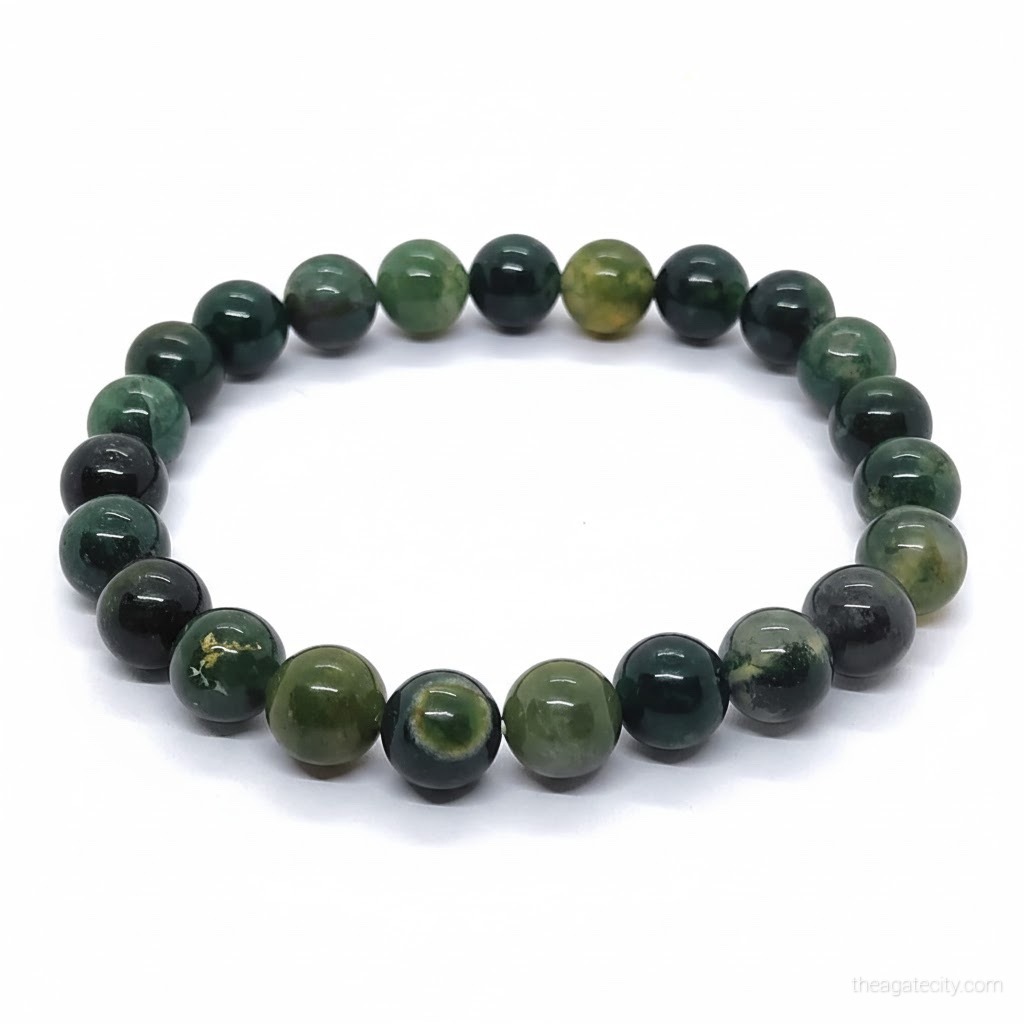Natural Moss Stone 8 Mm Size Bracelet - 1
