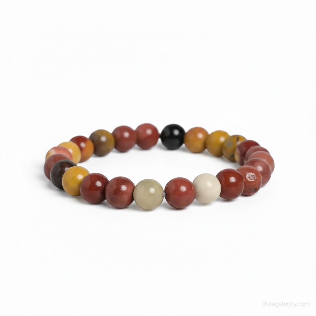 Natural Mookite Jasper Stone Bead 8 Mm Size Bracelet - 1