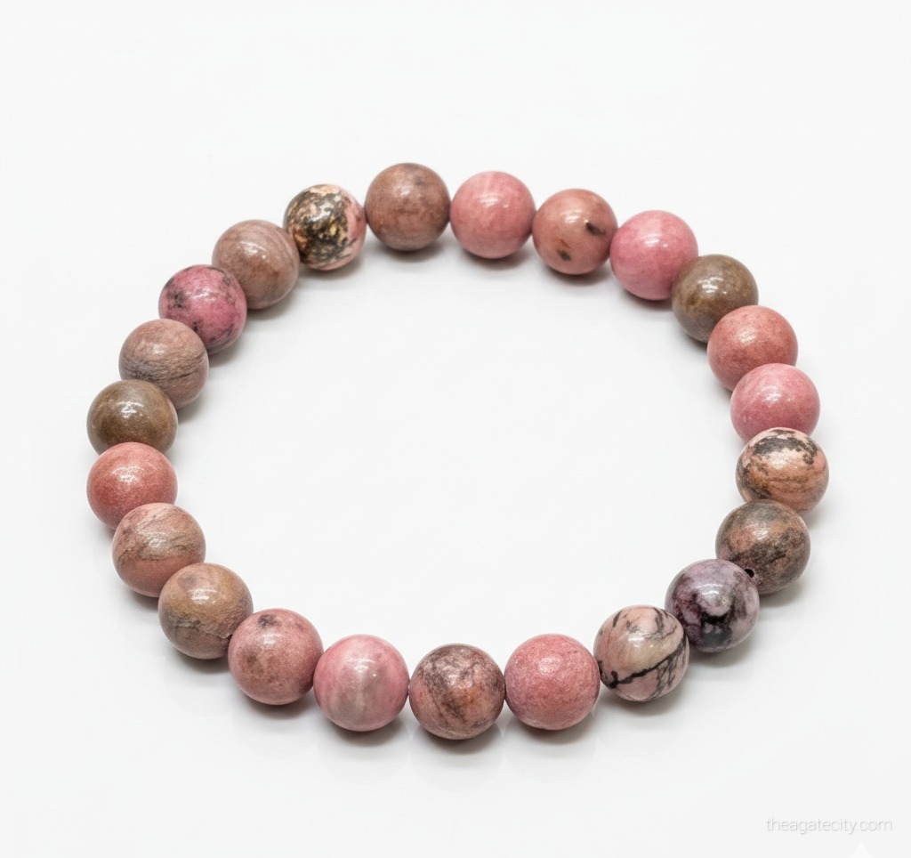 Rhodonite Round Stone Bracelet  - 3