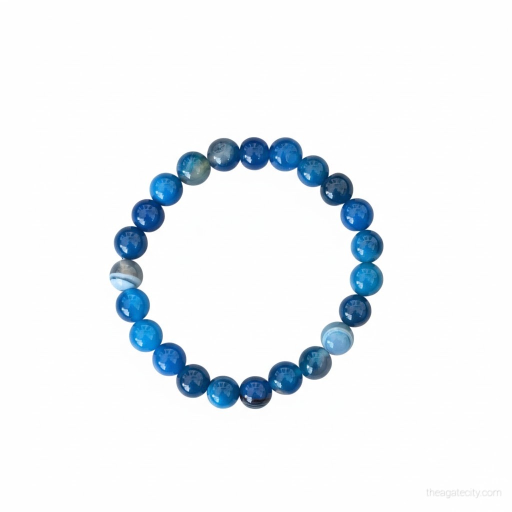 Natural Blue Agate 8mm size Bracelet - 1