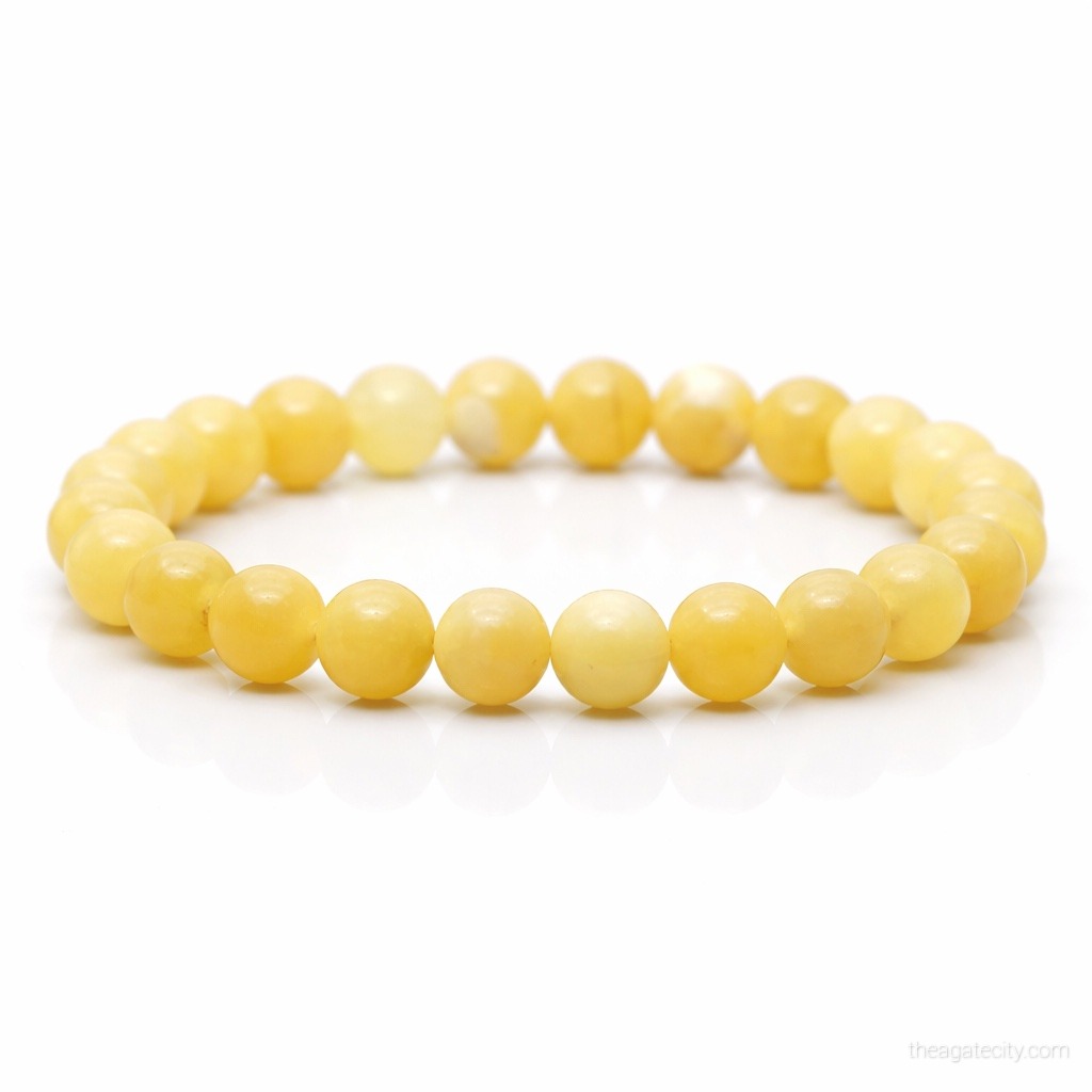 Natural Calcite 8MM Smooth Round Beads Bracelet - 1