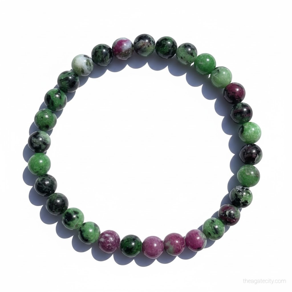 Natural Ruby Fuchsite Stone Beads 8 Mm Size Bracelet - 1