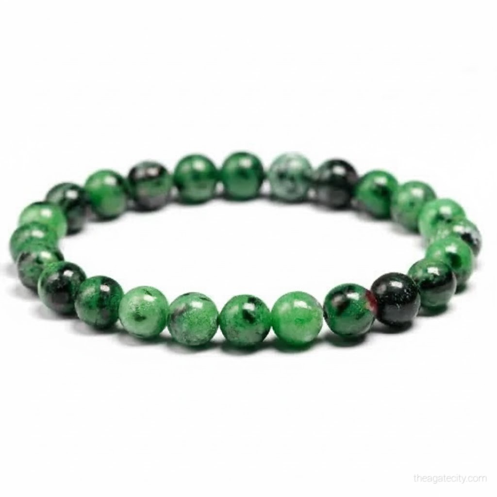 Natural Ruby Fuchsite Stone Beads 8 Mm Size Bracelet - 2